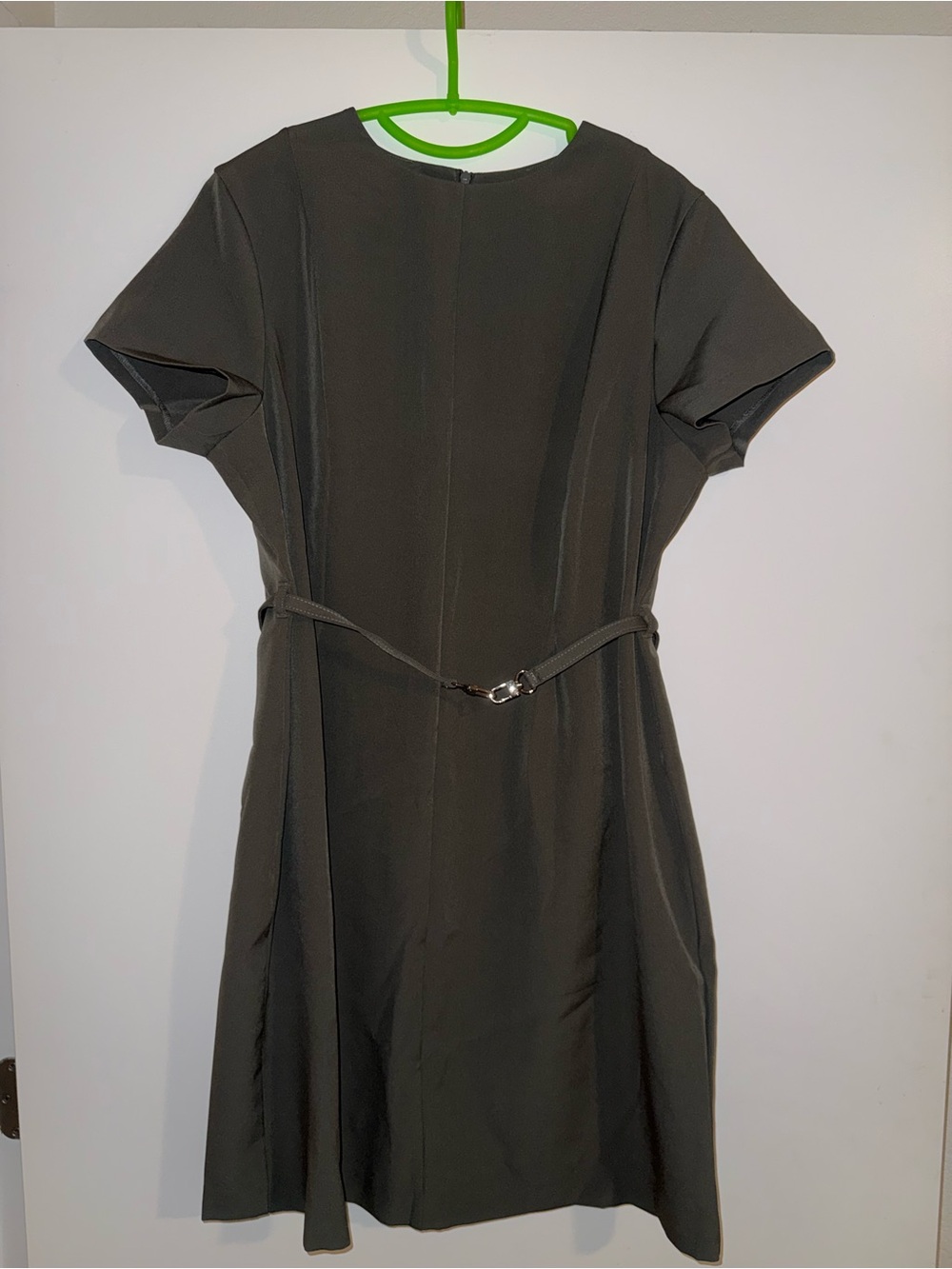 H&M Olive Green Midi Dress with Slim Belt
